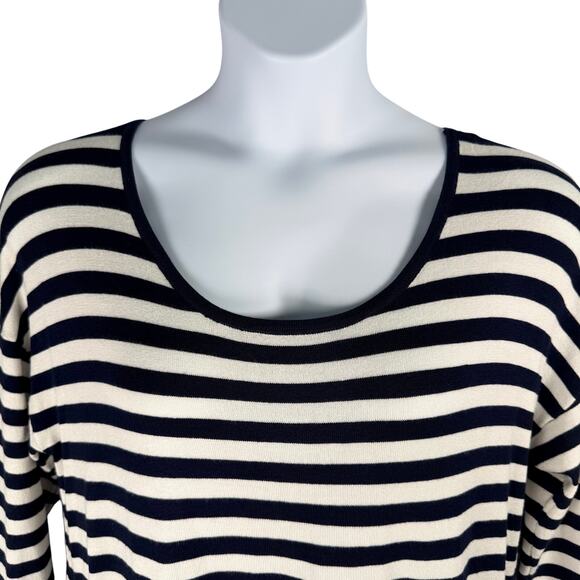 Soft Surroundings Sweater Tunic Womens XL Navy Stripe Knit Back Zip Margulies - Picture 2 of 10
